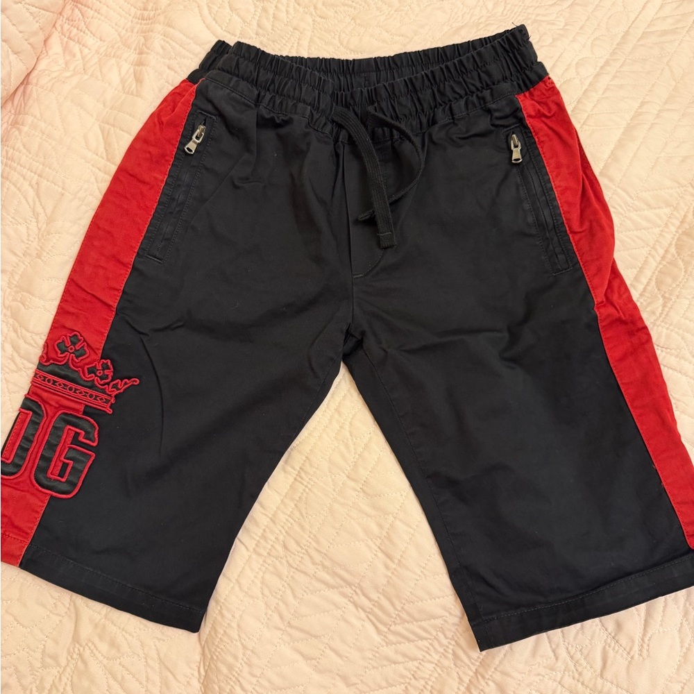 Dolce & Gabbana Black and Red Athletic Drawstring Shorts